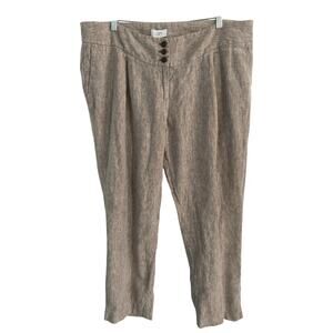 Ann Taylor Loft linen crop pants women’s 14 brown pleated lightweight minimalist